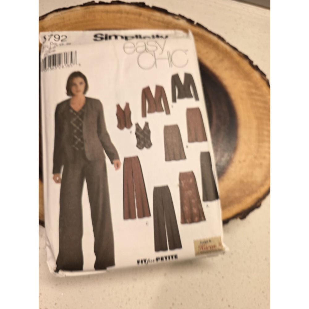 Simplicity 5792 Jacket Vest Skirt Pants Pattern Women's 12-20 Petite 2000s uncut